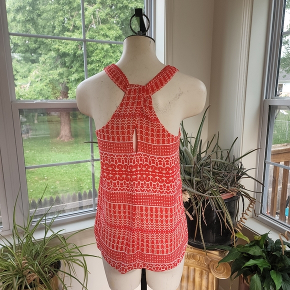 Cynthia Rowley Sleeveless Orange and White Razorback Tank Top Size XS - Picture 4 of 5